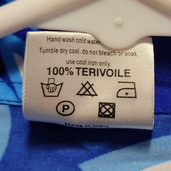 Vintage La La Leela Short Sleeve Floral Hawaiian Aloha Shirt Mens M Blue White - Picture 4 of 5